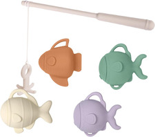 Baby Bath Fishing Toy Set, Mold Free Food Grade Silicone Bathtub Fishing Toy for