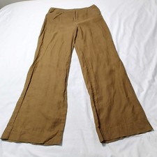J.Jill Olive Brown Linen Wide Leg Pants Size 12