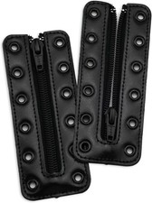 Leather Lace-in Boot Zipper Inserts for All 6 eyelets, Black W/6 Eye