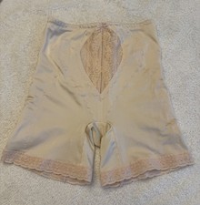 Vtg Wacoal Japan Pink Lace Tummy Control High Waist Girdle Long Leg Shaper F13A