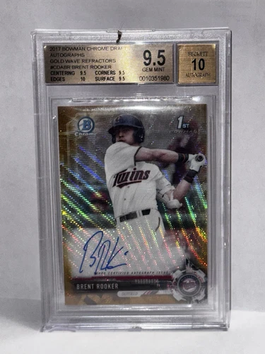 2017 BOWMAN CHROME GOLD WAVE REFRACTOR AUTO RC BRENT ROOKER/50 BGS9.5/10