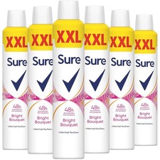 Image of Sure Women Anti-Perspirant Aerosol Bright Bouquet Spray Deodorant XXL 6 x 300ml