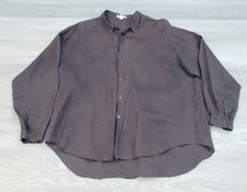 Vintage Giorgio Armani Le Collezioni 100 Linen Shirt Brown Italy XL Oversize