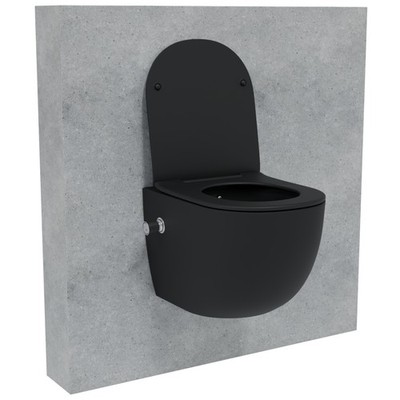 HAGO  2in1 Hänge WC Bidet Schwarz Spülrandlos Tornadospülung Softclose 49cm Kurz