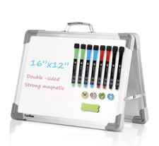 Tankee Double-Sided Magnetic Foldable Desktop Dry Erase Board 16 x 12 Aluminum