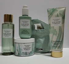 5 PCS VICTORIA'S SECRET ALOE WATER HIBISCUS MIST LOTION BODY OIL SCRUB PURSE