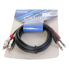 8ft 2-1/4in 6.3mm Mono Male Cable to 2-RCA Male Audio DJ Mixer Cable Y Splitte