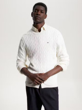 TOMMY HILFIGER Men's Classics Cable Knit Relaxed Fit Jumper Size 2XL
