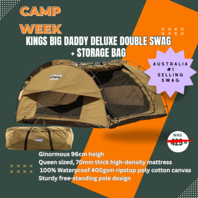 Adventure Kings Big Daddy Deluxe Double Swag Tent + Cavas Storage