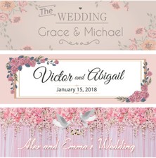 2 Personalised wedding engagement banner party decoration poster just married.