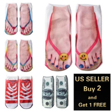 1 Pair Womens Mens Ankle Socks Cotton 3D Low Cut Casual