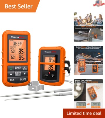 High-Performance Meat Thermometer Wireless - 500FT Remote Range, 2 Probes