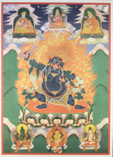 Vajrapani, Tibetan Thangka, Poster, Printed on natural canvas