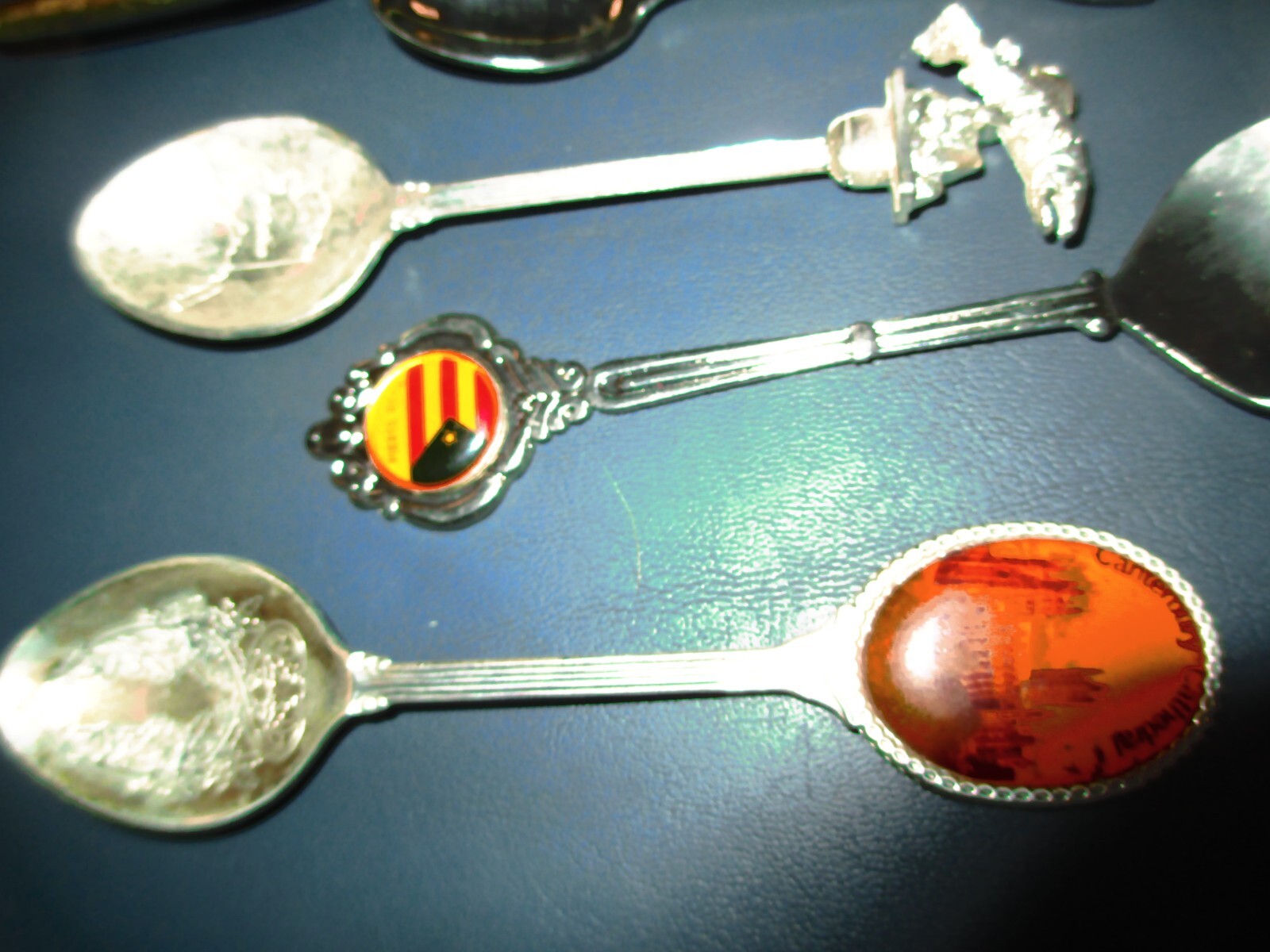 LOT x 9 Mixed Souvenir Spoons Vintage Mixed Metals as shown Collectable