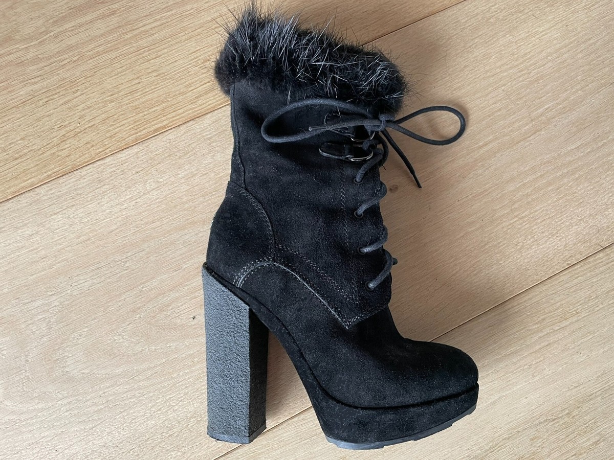 Fabulous and rare Moncler suede heels, with fur accents! 36 | eBay