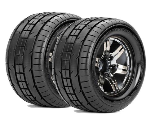 Roapex Reifen 1/10 Monster Truck montiert 0 offset Chrome Schwarz Felgen 12mm .. - 第 1/1 張圖片
