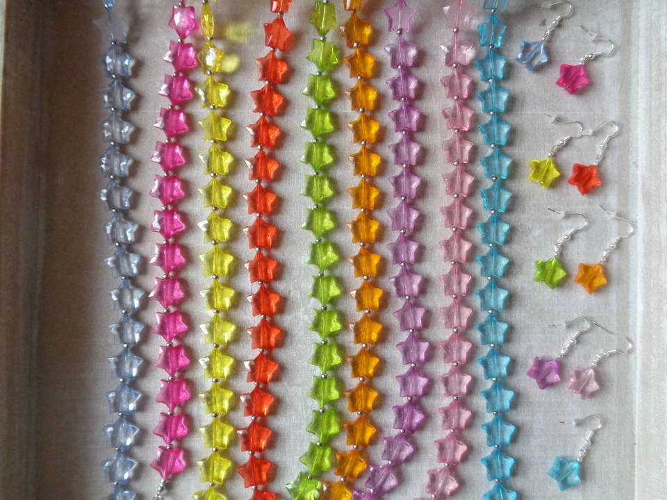 Elegantes Schmuckset :Kette und Ohrhaken "Stern" verschiedene Farben auswählbar