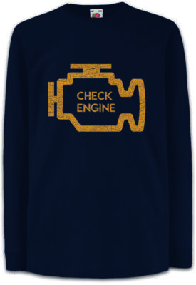 Check Engine Kinder Langarm T-Shirt Rennfahrer Petrol Head Fun Auto Liebe Racer