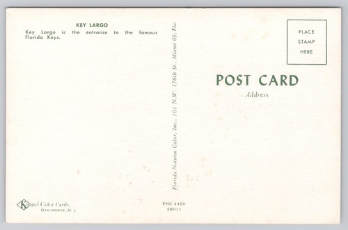 Key Largo Florida, Aerial View, Florida Keys, Vintage Postcard - Picture 2 of 2