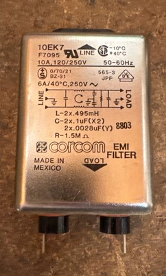 CORCOM 10EK7 F7095 Power Line EMI Filter 10A 120/250V 50-60HZ