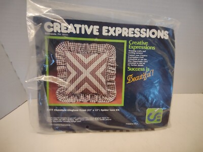 Creative Expressions Chocolate Gingham Frost Spider Lace Pillow Kit #4837 NEW