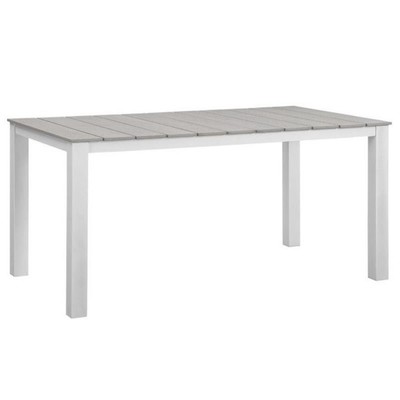Modway Maine 63'' Aluminum Patio Dining Table in White/Light Gray