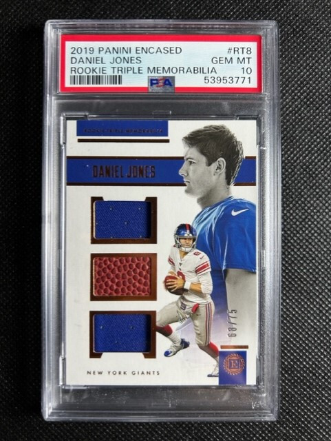 Daniel Jones Panini Encased Rookie Triple Memorabilia #RT8 Base
