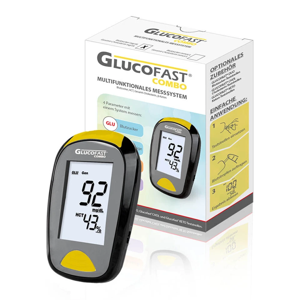 Glucofast COMBO Mehrparameter-Messsystem mg/dL - Blutzucker, HCT-Anzeige, ß-Keto