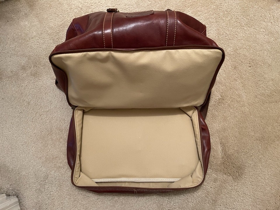 Men’s Cognac/Brown Leather Duffel Bag (Made in Italy) eBay