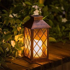 Solar LED Flickering Candle Lantern Garden Hanging Outdoor Garden Light Decor