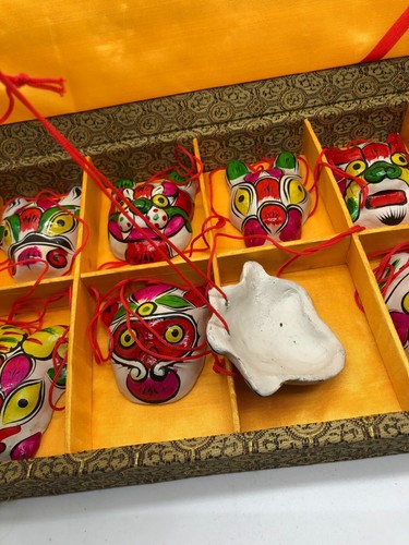 Chinese 12 Zodiac Animals Ceramic Handpainted Pandents Decorative Figures Box - Picture 14 of 14