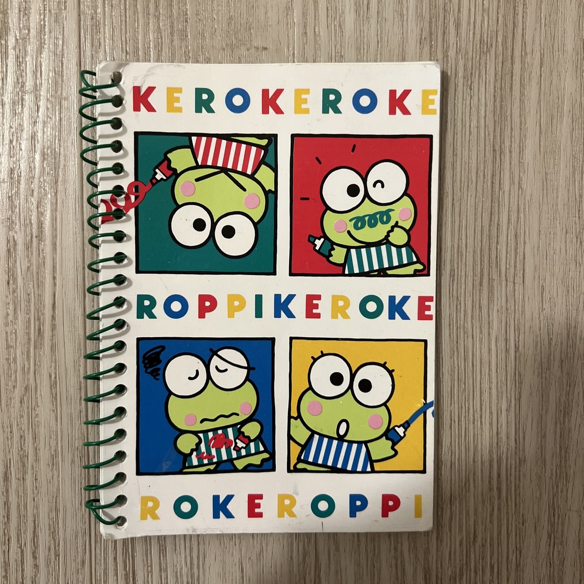 Sanrio Vintage Keroppi Green Pocket Spiral Notebook Trinket Plush