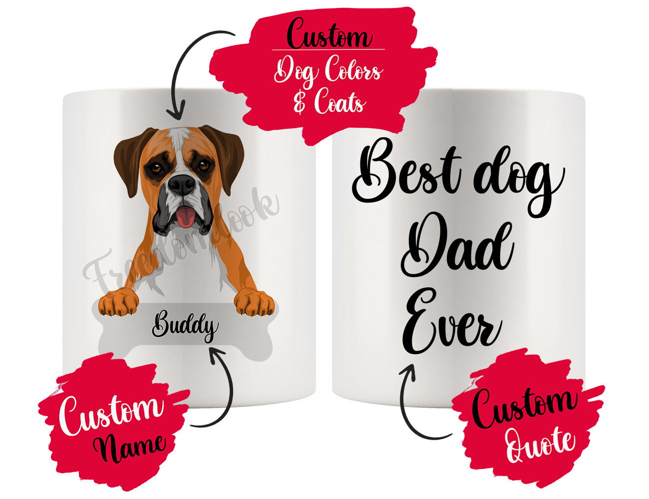Personalized Boxer Dog Mom Dad Mug, Boxer Dog Gifts, Boxer Dog Owner Mug |  eBay