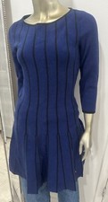 Lauren Ralph Lauren Women's Sweater Dress Blue Large Stripe A-Line Long Sleeve S
