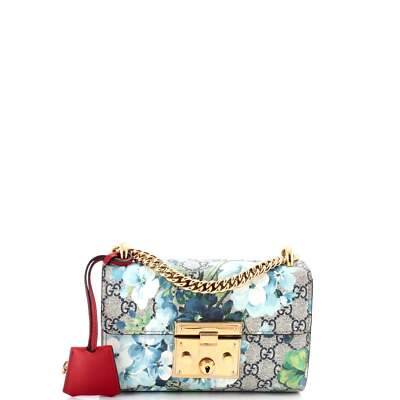 Gucci Padlock Shoulder Bag Blooms Print GG Coated Canvas Small