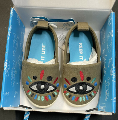 Native Shoes Venice Embroidered Child Slip On Shoe Green /Lynnie Eye C4