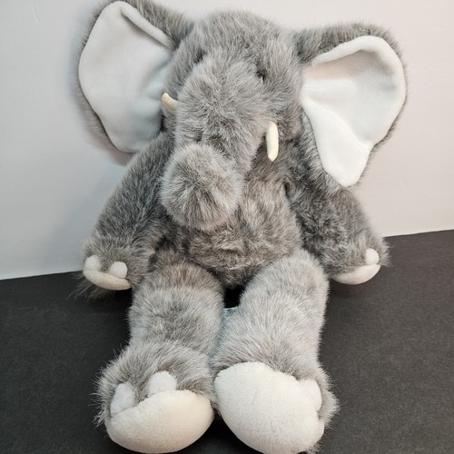 Build-A-Bear Elephant Plush Toy Stuffed Animal Gray White 16" Vintage - Picture 3 of 12