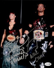 Edge & Lita Signed WWE + Women's Champion 8x10 Photo AEW Adam Copeland JSA COA