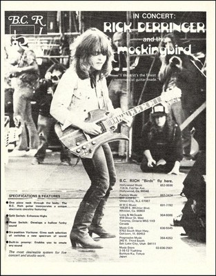Rick Derringer 1977 B.C. Rich Mockingbird guitar advertisement 8x11 b/w ad print