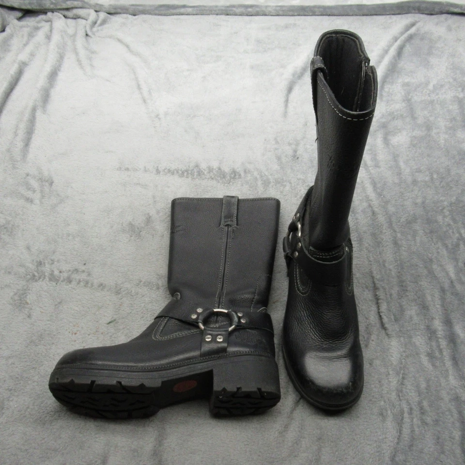 Botas Harley Davidson Ora Mujer 8 Cuero Negro Montar Motocicleta Motociclista Cremallera Lateral Foto 2 de 4