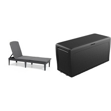 Keter Lettino Prendi Sole Da Esterno Con Cuscino Incluso Grafite Jaipur Con