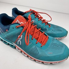 ON CLOUDFLOW Womens US 10 Atlantis / Flame Blue/Green Orange Athletic Shoes
