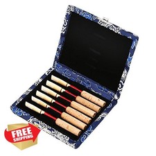 Tbest Oboe Reed Case Maple Wood Silk Cloth Cover Holder
