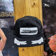 Vintage MAC Tools Hat Cap Snap Back Black Patch 80s USA made scrambled eggs