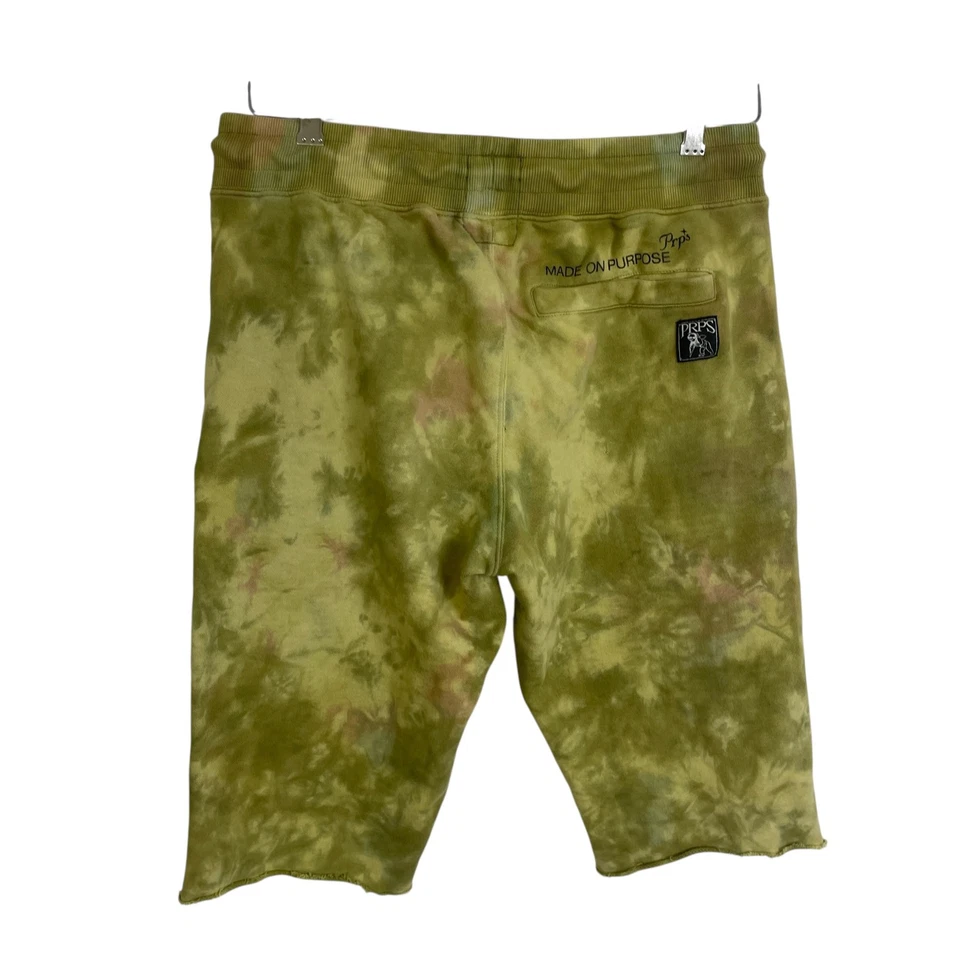 Pantalones Cortos PRPS Goods Co Para Hombre Medianos Verde Tie Dye Terry Gráfico Algodón Propósito Foto 2 de 4