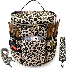 Crochet Bag Organizer Heavy Duty Yarn Storage Spacious 6L Bag Leopard