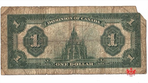 1923 Dominion Of Canada 1$ Bronze Seal B2322287 - VG/F - Corner Missing - Foto 2 di 2