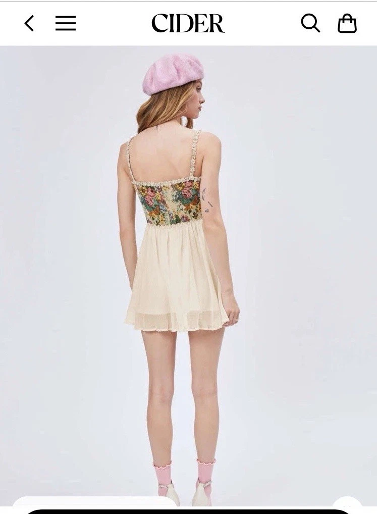 UNDERCOVER Sidro nuovo corsetto giardino segreto mini abito arazzo cottage fata nucleo festival M