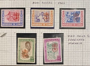 Guinea Stamps, Five Old, Semi Postal Stamps, Mint Not Hinged