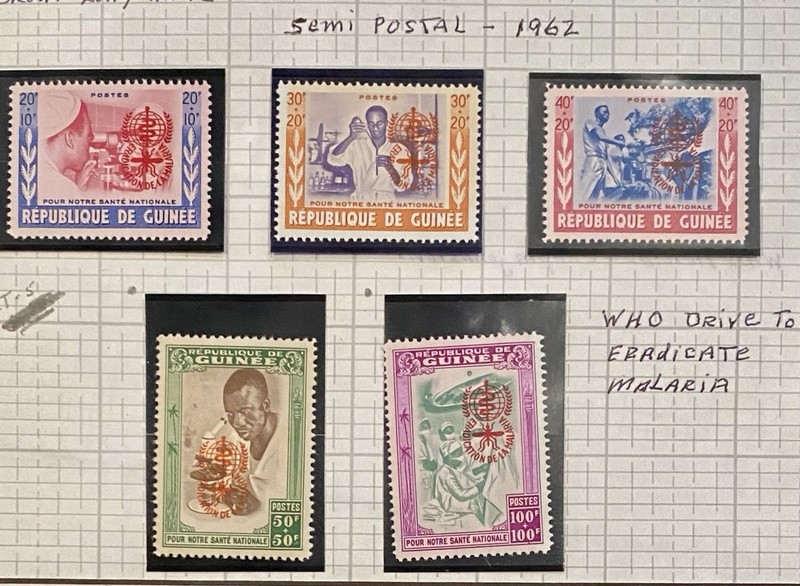 Guinea Stamps, Five Old, Semi Postal Stamps, Mint Not Hinged